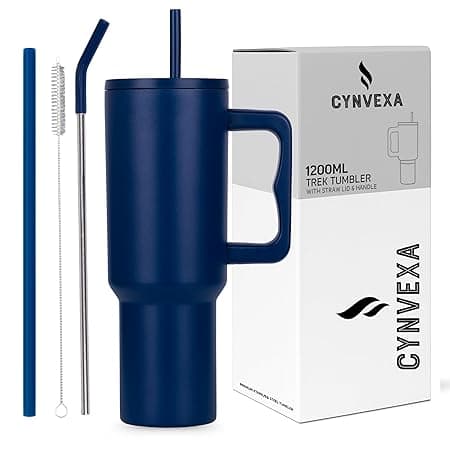 Tumbler with lid and Straw 1200ML Cup Stainless Steel Vacuum Insulated Tumbler for Water, Iced Tea or Coffee 1.2L Office Gym Travelling (Navy Blue)
