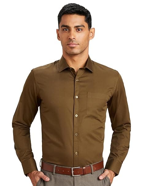 Amazon Brand - Symbol Men's Solid Cotton Formal Shirt | Plain | Full Sleeve - Regular Fit (Available in Plus Sizes)