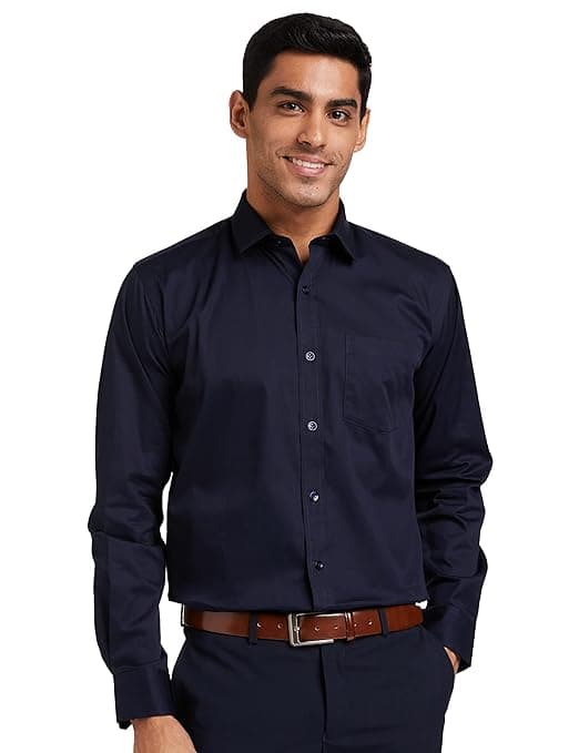 Amazon Brand - Symbol Men's Solid Cotton Formal Shirt | Plain | Full Sleeve - Regular Fit (Available in Plus Sizes)