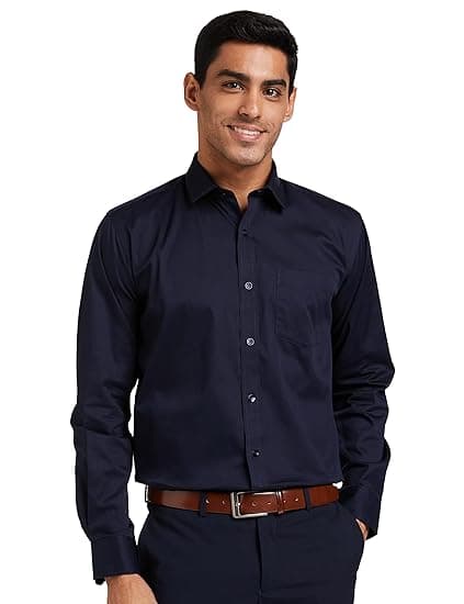 Amazon Brand - Symbol Men's Solid Cotton Formal Shirt | Plain | Full Sleeve - Regular Fit (Available in Plus Sizes)