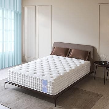 LOOM & NEEDLES 78x60x10 Inches Queen Size Mattress | Reactive Dual Comfort Pocket Spring Mattress | 5 Zoned 7 Layer Orthopedic Medium Firm Bed Mattresses | HD Memory Gel Foam Gadda