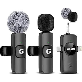 GRENARO Mic for YouTube Wireless, 3-Level Adjustable Noise Reduction Mic Wireless,S12 Wireless Microphone for Youtubers with LED Indicator Light (Single Channel Type-C Port Version)