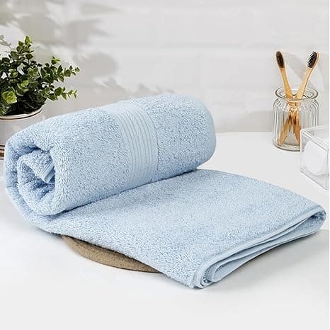 Amazon Brand - Solimo - Cotton Bath Towel | 500 GSM | Fade Resistant | Blue