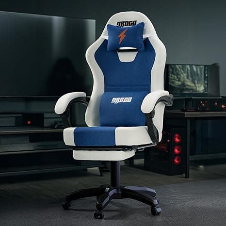 DROGO Aura Ergonomic Gaming Chair with Premium PU Leather Fabric, Linkage Armrest, Adjustable Neck & Lumbar Pillow | Computer Chair for Study | Office Chairs for Work from Home with Recline (White)