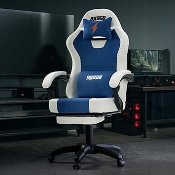 DROGO Aura Ergonomic Gaming Chair with Premium PU Leather Fabric, Linkage Armrest, Adjustable Neck & Lumbar Pillow | Computer Chair for Study | Office Chairs for Work from Home with Recline (White)