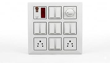 Modular Wall Board with CONA MCB & Switches, 2 Socket, White, ISI Certified, Surface Mount Electrical Distribution Board