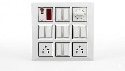 Modular Wall Board with CONA MCB & Switches, 2 Socket, White, ISI Certified, Surface Mount Electrical Distribution Board