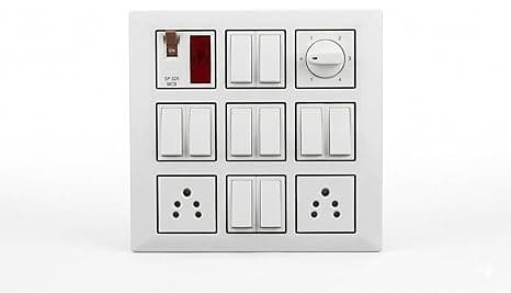 Modular Wall Board with CONA MCB & Switches, 2 Socket, White, ISI Certified, Surface Mount Electrical Distribution Board