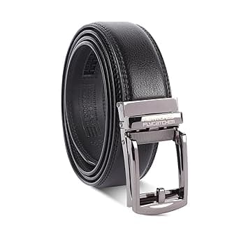 HAMMONDS FLYCATCHER Genuine Leather Belt for Men, Premium Leather Belt with Auto Lock mechanism, Mens Belt Leather Branded with Slide Lock for Everyday Wear
