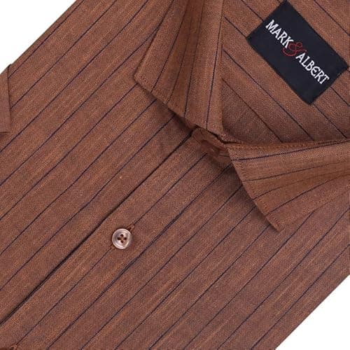 MARK & ALBERT Men's Half Sleeve Cotton Linen Striped Shirt 2