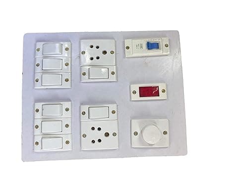 Wooden Electrical Board (8 Switches,2 Sockets,1 Indicator,1 Regurator & 1 MCB)