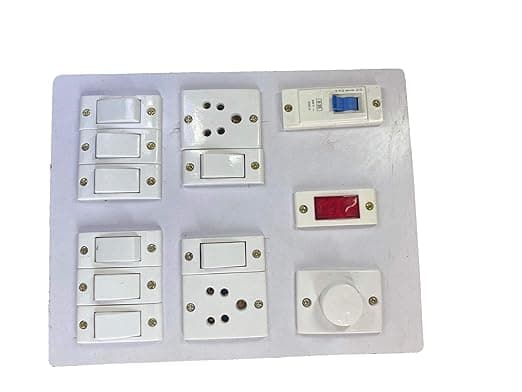 Wooden Electrical Board (8 Switches,2 Sockets,1 Indicator,1 Regurator & 1 MCB)