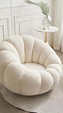 CRAFTCITY Pumpkin Style Wooden Sofa, Contemporary Modern & Cozy Accent Chair for Living Room (Beige, 1 Seater Chair)
