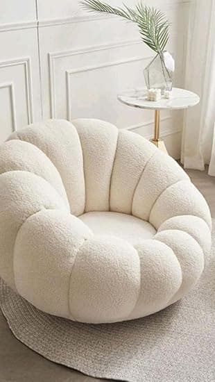 CRAFTCITY Pumpkin Style Wooden Sofa, Contemporary Modern & Cozy Accent Chair for Living Room (Beige, 1 Seater Chair)