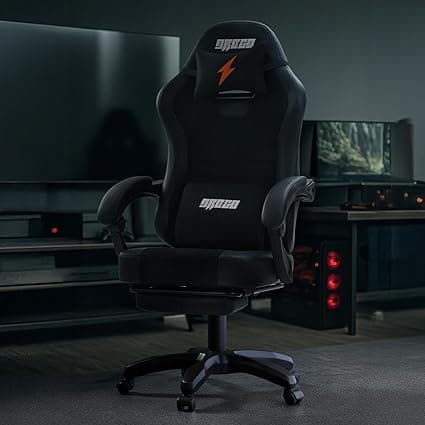 DROGO Aura Ergonomic Gaming Chair with Premium PU Leather Fabric, Linkage Armrest, Adjustable Neck & Lumbar Pillow | Computer Chair for Study | Office Chairs for Work from Home with Recline (Black)