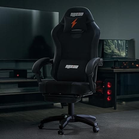 DROGO Aura Ergonomic Gaming Chair with Premium PU Leather Fabric, Linkage Armrest, Adjustable Neck & Lumbar Pillow | Computer Chair for Study | Office Chairs for Work from Home with Recline (Black)
