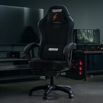 DROGO Aura Ergonomic Gaming Chair with Premium PU Leather Fabric, Linkage Armrest, Adjustable Neck & Lumbar Pillow | Computer Chair for Study | Office Chairs for Work from Home with Recline (Black)