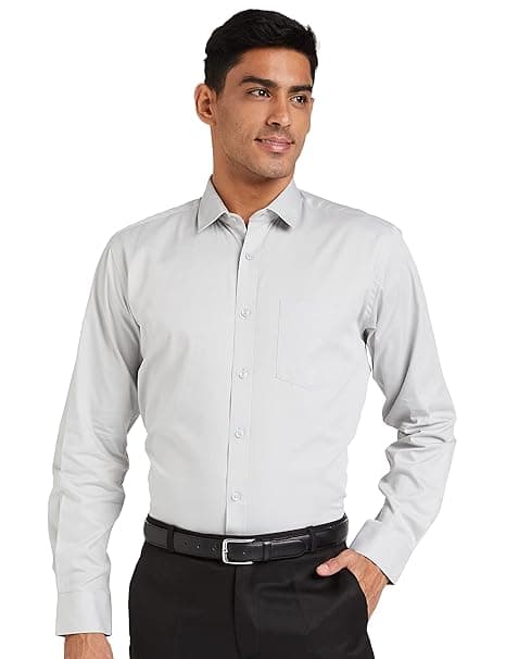 Amazon Brand - Symbol Men's Solid Cotton Formal Shirt | Plain | Full Sleeve - Regular Fit (Available in Plus Sizes)
