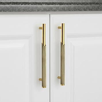 Plantex Stainless Steel & Aluminium Cabinet Handle/160mm Wardrobe Door Handle/Cupboard Pull-Push Handles for Home/Office - Pack of 2 (Brass Antique & Gold)