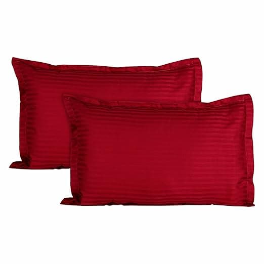 Trance Home Linen 200 TC 100% Cotton Small Size 17x25 inch Satin Stripe Pillow Covers | Pillow Cases | Set of 2 Piece Pillow Covers only |Small Size (Maroon, 17 X 25 inch)