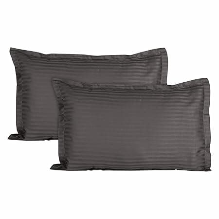 Trance Home Linen 200 TC 100% Cotton Small Size 17x25 inch Satin Stripe Pillow Covers | Pillow Cases | Set of 2 Piece Pillow Covers only |Small Size (Dark Grey, 17 X 25 inch)