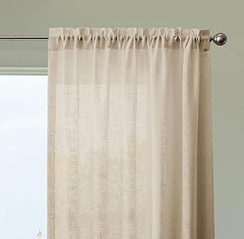 HOMEMONDE Sheer Curtains Customize - Transparent Set of 2 Curtain with Rod Pocket Top Living Room, Office Decoration - Beige