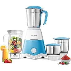 Longway Supreme Dlx Juicer Mixer Grinder | Up to 750W Max Output Powerful Motor | 4 Jars for Grinding, Mixing, Juicing | 2 Year Warranty | Gray & Black