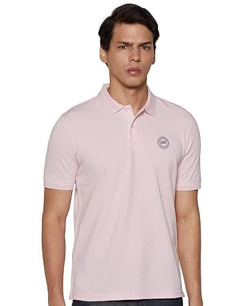 Peter England Men's Regular Fit Insignia Half Sleeve Polo T-Shirt | Cotton Rich | Premium Pique Weave