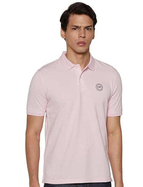 Peter England Men's Regular Fit Insignia Half Sleeve Polo T-Shirt | Cotton Rich | Premium Pique Weave