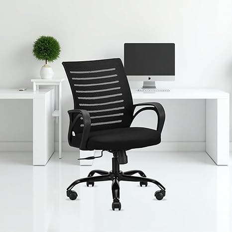 IAFA FURNITURE® Diego Mid-Back Mesh Office Chair | 3 Year Warranty | Ergonomic Study | Computer Chair with Revolving Base | Tilting & Height Adjustable Mechanism | Heavy-Duty Metal Base (Black) (DIY)