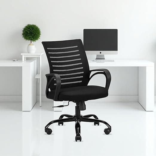 IAFA FURNITURE® Diego Mid-Back Mesh Office Chair | 3 Year Warranty | Ergonomic Study | Computer Chair with Revolving Base | Tilting & Height Adjustable Mechanism | Heavy-Duty Metal Base (Black) (DIY)