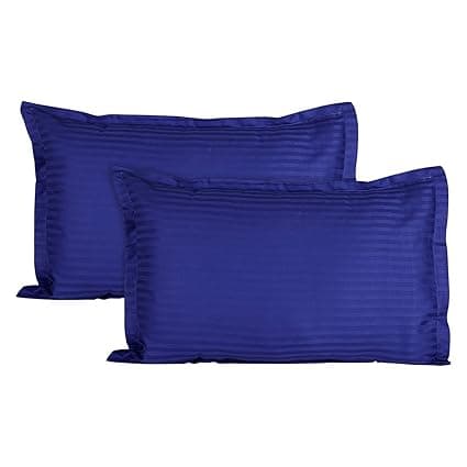 Trance Home Linen 200 TC 100% Cotton Small Size 17x25 inch Satin Stripe Pillow Covers | Pillow Cases | Set of 2 Piece Pillow Covers only |Small Size (Ink Blue, 17 X 25 inch)