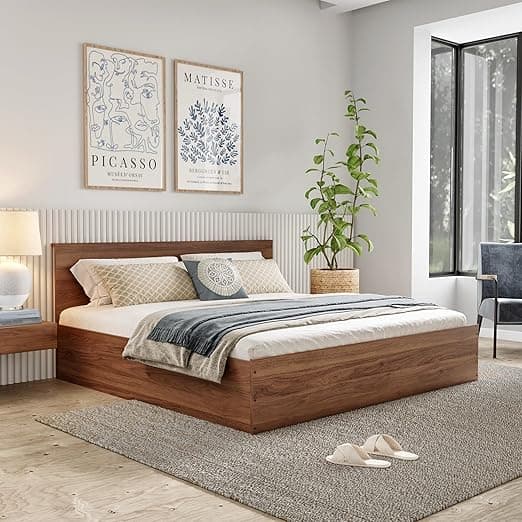 Wakefit Bed | King (72x72) Engineered Wood Bed with Storage, 1 Year Warranty - Taurus - Columbia Walnut