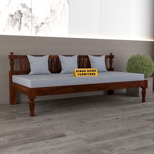 Solid Sheesham Wood Sofa 3 Seater Sofa Diwan Bed for Home Living Room Wooden Couch Diwan Sofa Settee for Living Room and Office | Rosewood Three 3 Seater Sofa (A-Walnut)