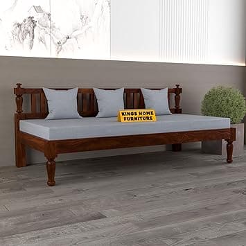 Solid Sheesham Wood Sofa 3 Seater Sofa Diwan Bed for Home Living Room Wooden Couch Diwan Sofa Settee for Living Room and Office | Rosewood Three 3 Seater Sofa (A-Walnut)