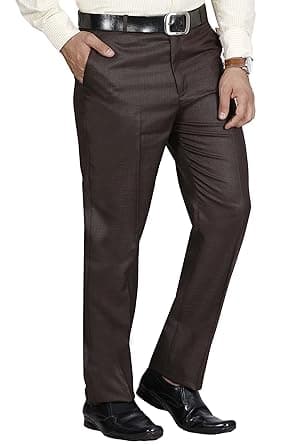 Mc Henry Men's Classic Solid Formal Comfort/Regular Fit Stretchable Wrinkle Free Trousers