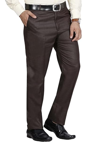 Mc Henry Men's Classic Solid Formal Comfort/Regular Fit Stretchable Wrinkle Free Trousers