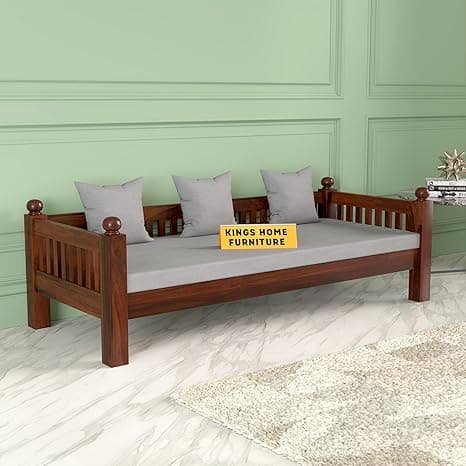 Solid Sheesham Wood Sofa 3 Seater Sofa Diwan Bed for Home Living Room Wooden Couch Diwan Sofa Settee for Living Room and Office | Rosewood Three 3 Seater Sofa (D-Walnut)