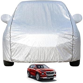 Pivalo Car Cover for Maruti Grand Vitara All Model & Years (2022-2026) 100% Waterproof with Mirror Pockets, Triple Stitched Bottom Elastic Dustproof Full Body Protection (Heat & UV Resistant, Silver)