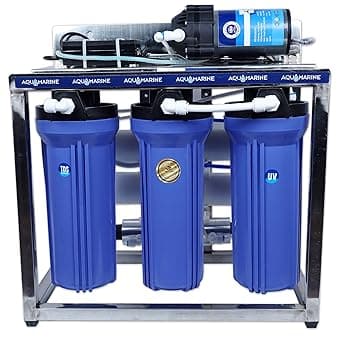 AQUA MARINE 25 LPH Commercial RO + POST CARBON Water Purifier with TDS Adjuster, Single Pump Purification and Fully Automatic Function, Blue