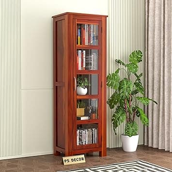 PS DECOR Furniture Sheesham Wood Crockery Cabinet || Kitchen Cabinet || Bookshelf || Wooden Storage Cabinet || Wardrobes || Honey Finish (Honey)