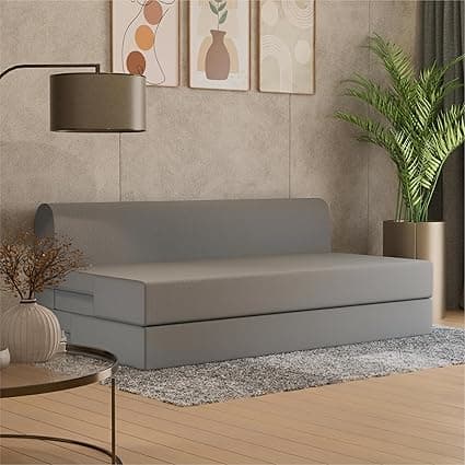 SleepyHug FoldPRO Sofa-Cum-Bed | 3-in-1 Convertible Sofa, Lounger & Bed | TouchSense Technology | HR Foam | Lightweight | 3-Seater | Double Bed | Without Pillow | Grey, 1-Year Warranty