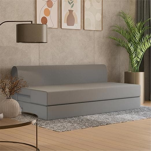 SleepyHug FoldPRO Sofa-Cum-Bed | 3-in-1 Convertible Sofa, Lounger & Bed | TouchSense Technology | HR Foam | Lightweight | 3-Seater | Double Bed | Without Pillow | Grey, 1-Year Warranty