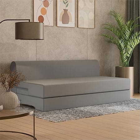 SleepyHug FoldPRO Sofa-Cum-Bed | 3-in-1 Convertible Sofa, Lounger & Bed | TouchSense Technology | HR Foam | Lightweight | 3-Seater | Double Bed | Without Pillow | Grey, 1-Year Warranty