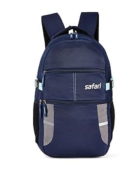 Safari Omega Spacious/Large 5 Compartment Laptop Backpack With Raincover, College Bag, Travel Bag For Unisex, Navy Blue, 30 Litre