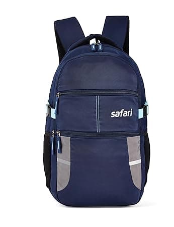 Safari Omega Spacious/Large 5 Compartment Laptop Backpack With Raincover, College Bag, Travel Bag For Unisex, Navy Blue, 30 Litre