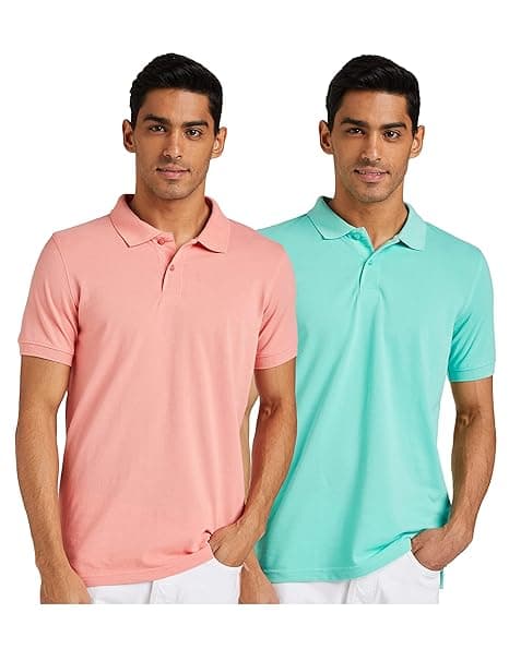 Amazon Brand - Symbol Men's Cotton Rich Solid Polo Tshirt | Collar Tshirts | Half Sleeves | Plain-Regular Fit (Available in Plus Sizes and Combo Pack of 2)