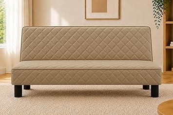 Modern 3-Seater Sofa Cum Bed, Quilted Upholstered Convertible Sofa, Space Saving Velvet Fabric Couch for Living Room, Guest Room & Studio Apartment, Golden