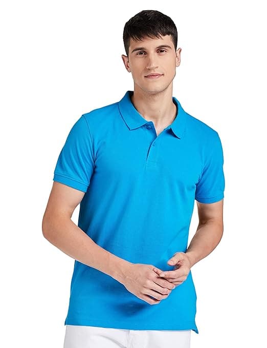 Amazon Brand - Symbol Men's Cotton Rich Solid Polo Tshirt | Collar Tshirts | Half Sleeves | Plain-Regular Fit (Available in Plus Sizes and Combo Pack of 2)