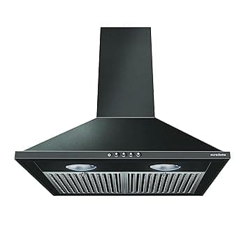 Eurodomo 60 cm 1000 m³/hr pyramid Kitchen Chimney (HOOD CARBON PB BK 60 (EURODOMO), Baffle Filter, Black)
